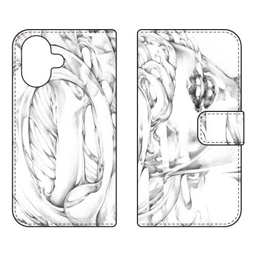 手帳型スマホケース KYOTAROクレバーガールモノクロ (受注生産)  SECOND SKIN i...