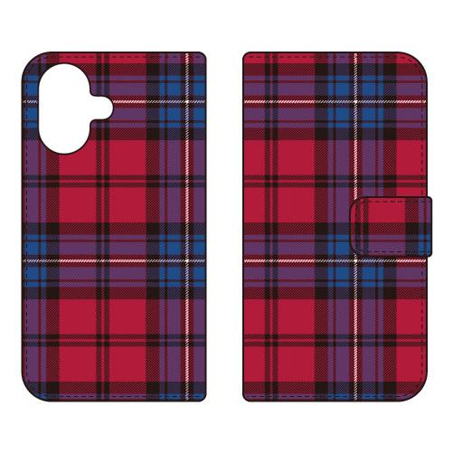 手帳型スマホケース トラッドチェック ブルーレッド (受注生産)  SECOND SKIN iPho...