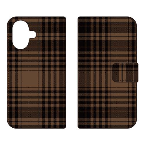 手帳型スマホケース トラッドチェック モカ (受注生産)  SECOND SKIN iPhone 1...