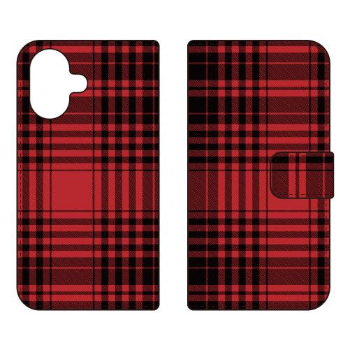 手帳型スマホケース トラッドチェック レッド (受注生産)  SECOND SKIN iPhone ...