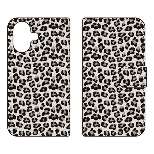 手帳型スマホケース レオパード モノトーン (受注生産)  SECOND SKIN iPhone 1...