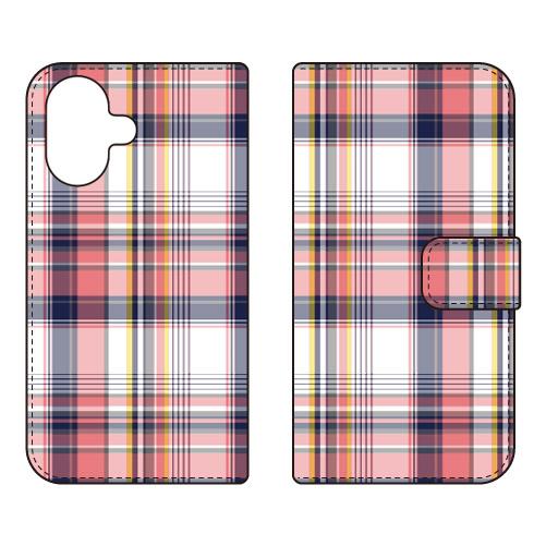 手帳型スマホケース マドラスチェック レッド (受注生産)  SECOND SKIN iPhone ...