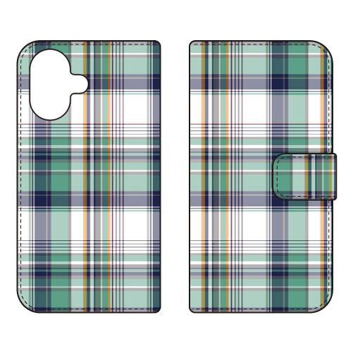 手帳型スマホケース マドラスチェック グリーン (受注生産)  SECOND SKIN iPhone...