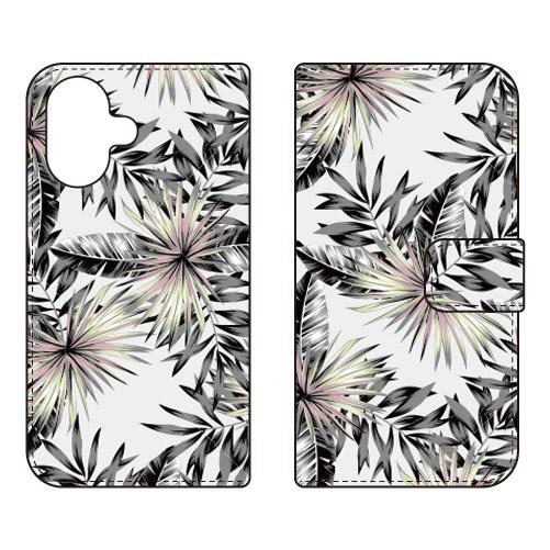 手帳型スマホケース トロピカル モノトーン (受注生産)  SECOND SKIN iPhone 1...