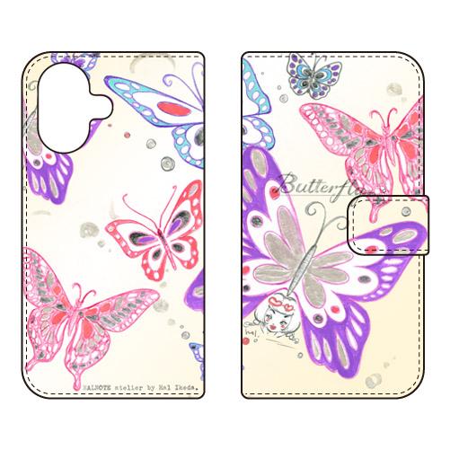 手帳型スマホケース 池田ハルButterfly2 クリーム (受注生産)  SECOND SKIN ...
