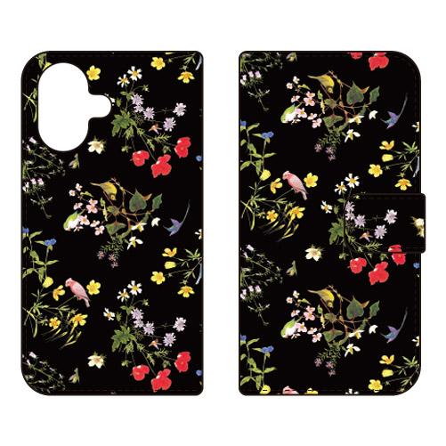 手帳型スマホケース SINDEE Natural Flower （ブラック） (受注生産)  SEC...
