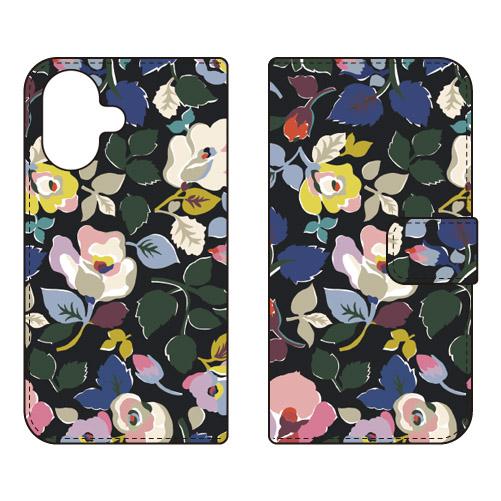 手帳型スマホケース SINDEE Bulluna Flower （ブラック） (受注生産)  SEC...