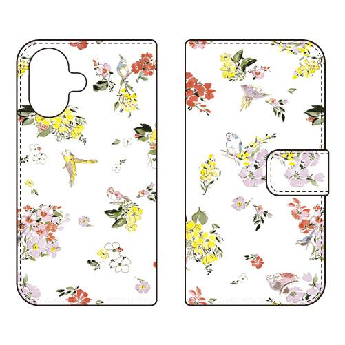 手帳型スマホケース SINDEE Fly Flower （ホワイト） (受注生産)  SECOND ...