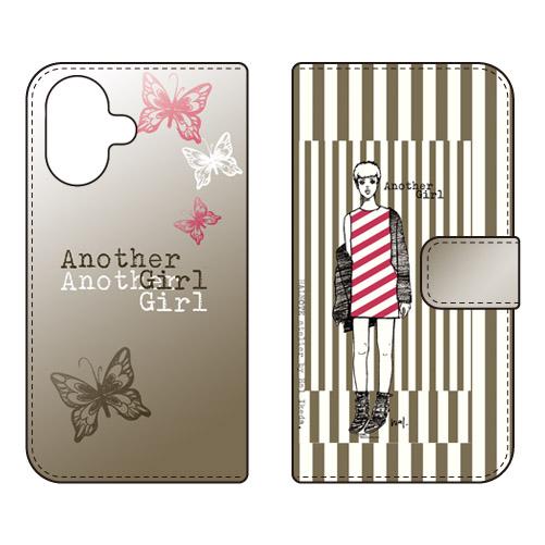 手帳型スマホケース Hal Ikeda アナザーガール・ストライプ・チャコールグレー (受注生産) ...