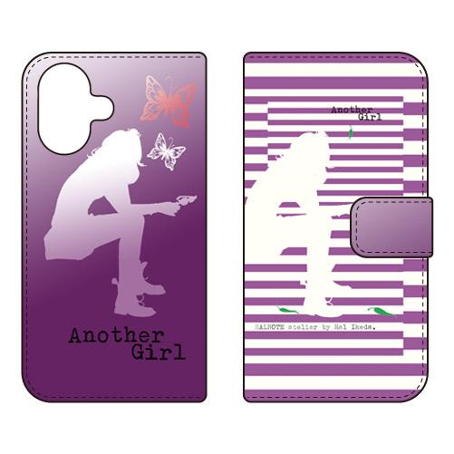 手帳型スマホケース Hal Ikeda アナザーガール・ストライプ2・ラベンダー (受注生産)  S...