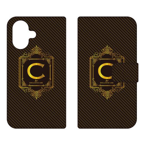 手帳型スマホケース ラグジュアリー C （ゴールドイエロー） (受注生産)  Cf LTD iPho...