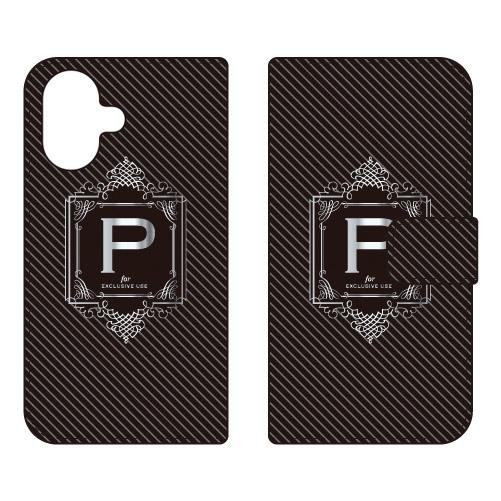 手帳型スマホケース ラグジュアリー P （シルバーグレー） (受注生産)  Cf LTD iPhon...