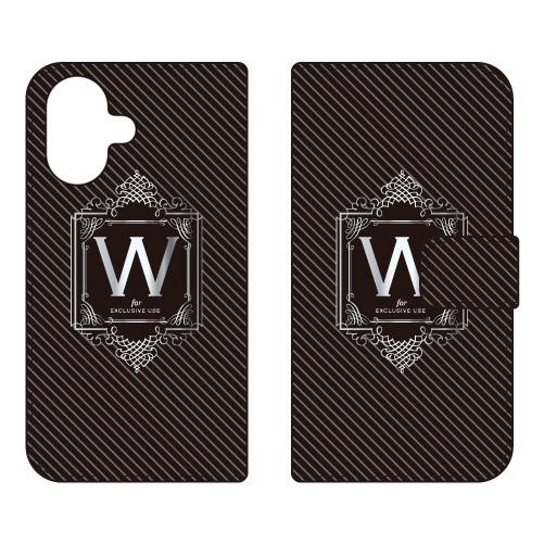 手帳型スマホケース ラグジュアリー W （シルバーグレー） (受注生産)  Cf LTD iPhon...