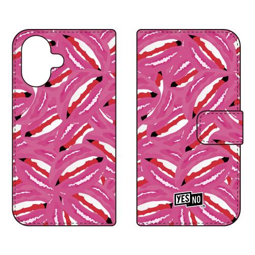 手帳型スマホケース リップ ピンク (受注生産)  YESNO iPhone 17