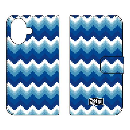 手帳型スマホケース ブロックウェーブ ブルー (受注生産)  YESNO iPhone 17