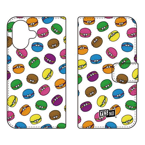 手帳型スマホケース マカロンズ ホワイト (受注生産)  YESNO iPhone 17