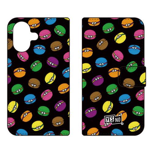 手帳型スマホケース マカロンズ ブラック (受注生産)  YESNO iPhone 17