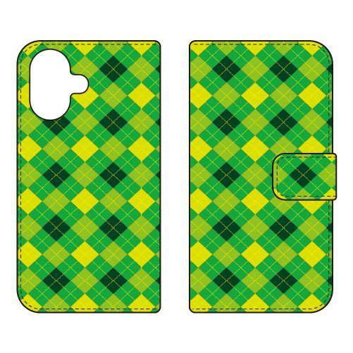手帳型スマホケース チェック柄 （GREEN） (受注生産)  Cf LTD iPhone 17