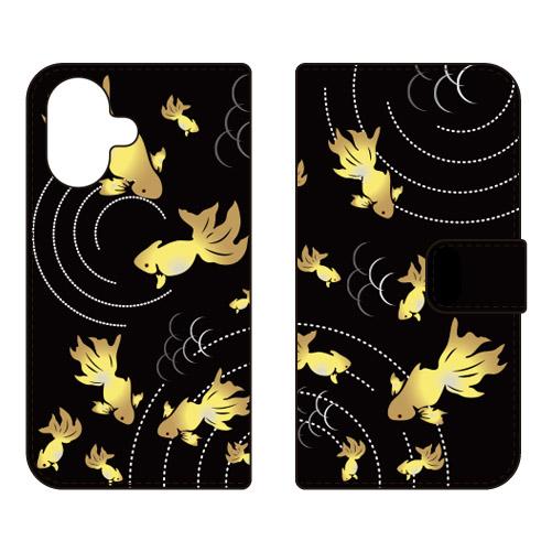 手帳型スマホケース 和柄 金魚金色 (受注生産)  Cf LTD iPhone 17