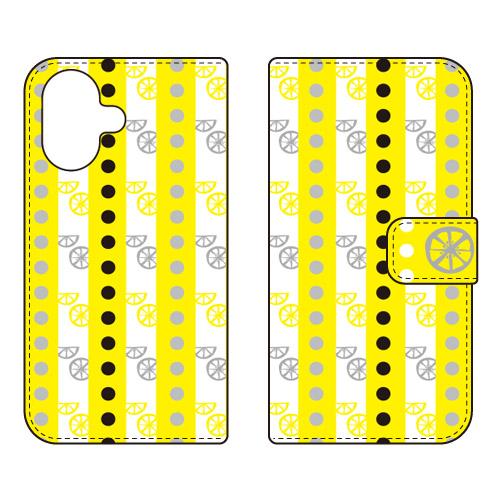手帳型スマホケース 北欧風イエロー果物 (受注生産)  Cf LTD iPhone 17