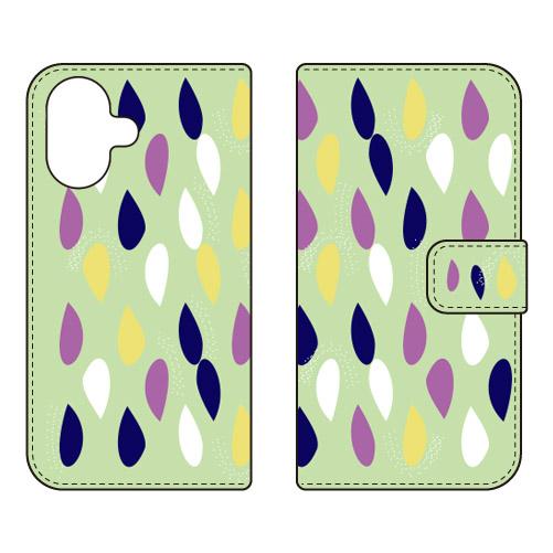 手帳型スマホケース 北欧風グリーン水玉 (受注生産)  Cf LTD iPhone 17