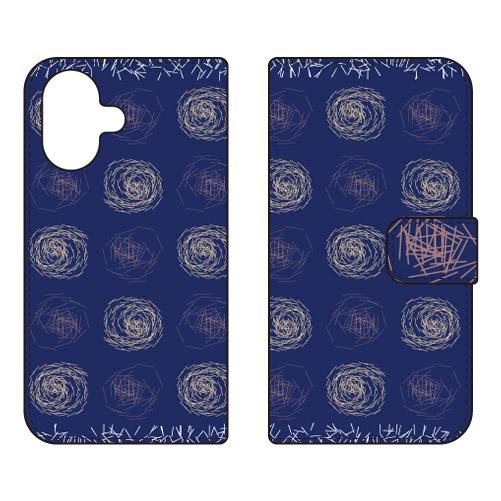 手帳型スマホケース 北欧風ネイビー毛糸 (受注生産)  Cf LTD iPhone 17