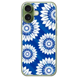 フラワー ストライプ ブルー (ハード ケース カバー) YESNO iPhone 17