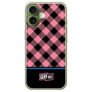 ブロックチェック ピンク (ハード ケース カバー) YESNO iPhone 17