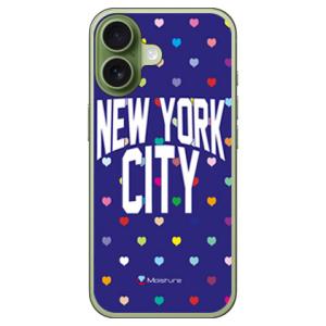 NYC マルチハートドットネイビー (ハード ケース カバー) SECOND SKIN iPhone...