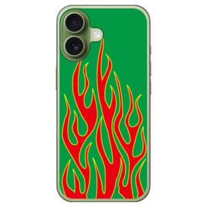 ファイヤーパターン グリーン×レッド （ソフト ケース カバー） SECOND SKIN iPhon...