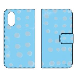 手帳型スマホケース オブチジン dot series ブルー (受注生産) SECOND SKIN arrows We3 FCG04 F-52G M09 アロウズ We3