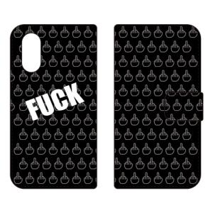 手帳型スマホケース FUCK ブラック (受注生産) Cf LTD arrows We3 FCG04 F-52G M09 アロウズ We3