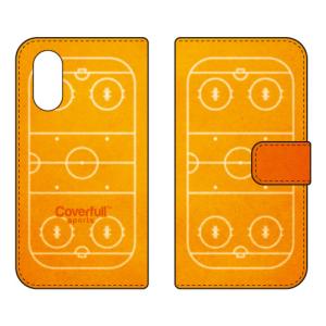 手帳型スマホケース アイスホッケー オレンジ (受注生産) Cf LTD arrows We3 FCG04 F-52G M09 アロウズ We3