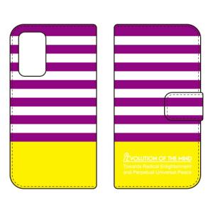 （手帳型ケース カバー） Panel border パープル×イエロー Galaxy A53 5G SCG15 SC-53C