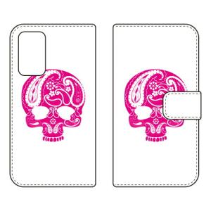 （手帳型ケース カバー） Paisley skull ピンク Galaxy A53 5G SCG15 SC-53C