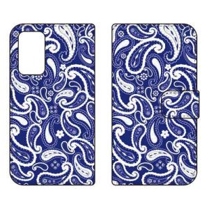 （手帳型ケース カバー） ペイズリー ブルー Galaxy A53 5G SCG15 SC-53C