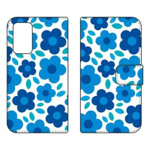 （手帳型ケース カバー） フラワーポップ ブルー Galaxy A53 5G SCG15 SC-53C