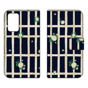 （手帳型ケース カバー） SINDEE 「Flower Grid （ネイビー）」 Galaxy A53 5G SCG15 SC-53C