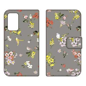 （手帳型ケース カバー） SINDEE 「Fly Flower （グレー）」 Galaxy A53 5G SCG15 SC-53C