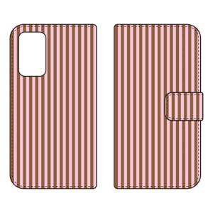 （手帳型ケース カバー） ストライプ ピンク＆ブラウン Galaxy A53 5G SCG15 SC-53C