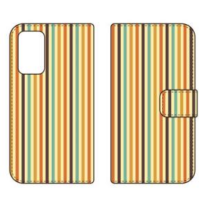 （手帳型ケース カバー） ストライプ グリーン＆イエロー Galaxy A53 5G SCG15 SC-53C