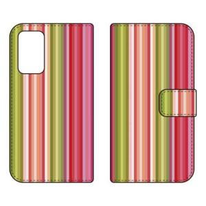 （手帳型ケース カバー） ストライプ エンジ＆グリーン Galaxy A53 5G SCG15 SC-53C