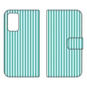 （手帳型ケース カバー） ストライプ ブルー＆ホワイト Galaxy A53 5G SCG15 SC-53C