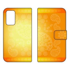 （手帳型ケース カバー） Cf LTD ペイズリー オレンジ Galaxy A53 5G SCG15 SC-53C