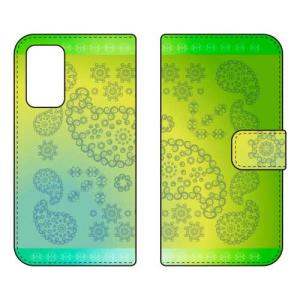 （手帳型ケース カバー） Cf LTD ペイズリー ライム Galaxy A53 5G SCG15 SC-53C