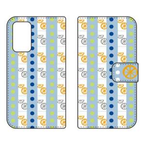 （手帳型ケース カバー） Cf LTD 北欧風ブルー果物 Galaxy A53 5G SCG15 SC-53C
