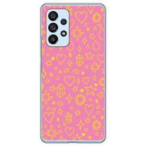 キラキラ ピンク×イエロー （ハード ケース カバー） Galaxy A53 5G SCG15 SC-53C