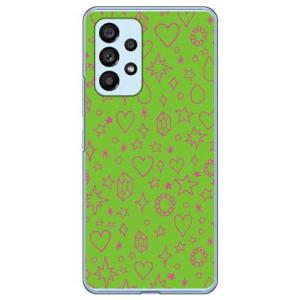 キラキラ グリーン×ピンク （ハード ケース カバー） Galaxy A53 5G SCG15 SC-53C