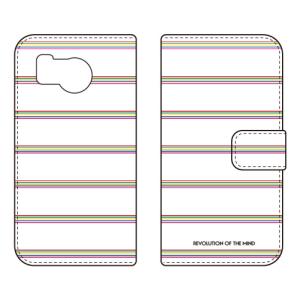手帳型スマホケース Multi border ホワイト (受注生産) SECOND SKIN AQUOS sense8 SHG11 SH-54D アクオスセンス8 SHG11 SH-54D