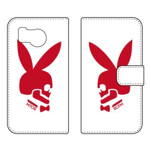 手帳型スマホケース Bunny bone レッド...の商品画像